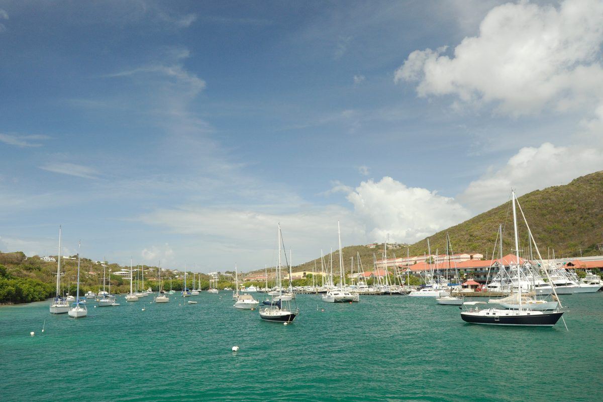 Sailboats at anchor in Red Hook Bay, St. Thomas